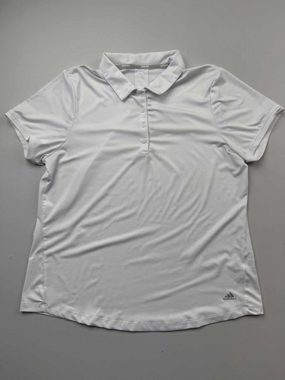 Adidas Polo Shirt Womens XL White Golf Short Sleeve Stretch Tagless Top
